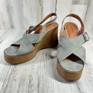 Lucky Brand Platform Wedge Leather Sandal Women's 10‎ Delaynee New